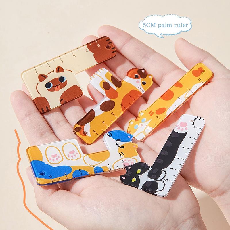 

5Pcs Cute Cartoon Palm Size Ruler Mini Straight Ruler Portable Pocket Measuring Tool Student School Office Stationery Supplies