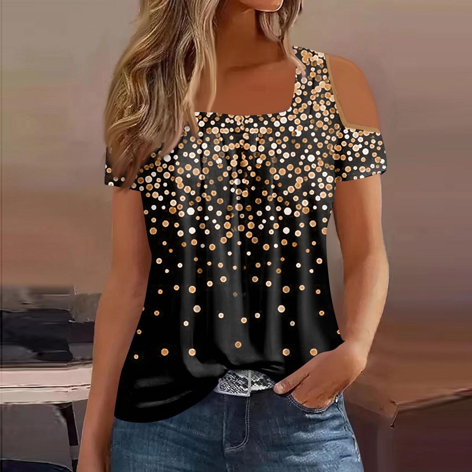 

Женская повседневная модная плиссированная футболка без бретелек с коротким рукавом и принтом XL оранжевый