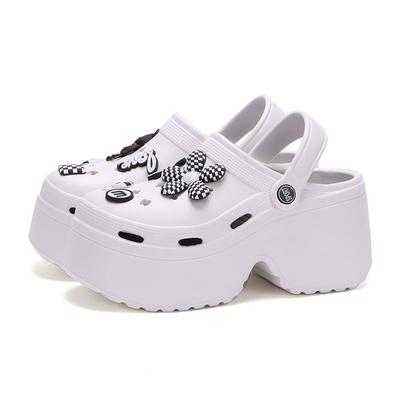 Moda Feminina Moda Diy Tamancos Plataforma Sandálias 2024 Verão Fundo Grosso Sapatos de Jardim para Mulheres Biqueira Fechada Chinelos de Praia Grossos
