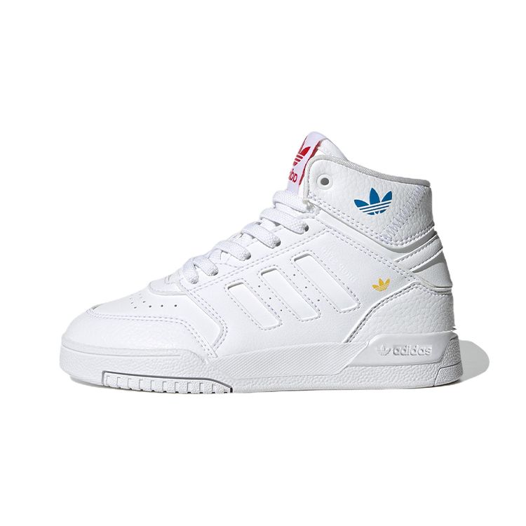 Adidas Originals Drop Step El C Leather Casual Slip-Resistant Shock Absorbing High-Top Kids Skate Shoes Kids Sneakers White HP7794