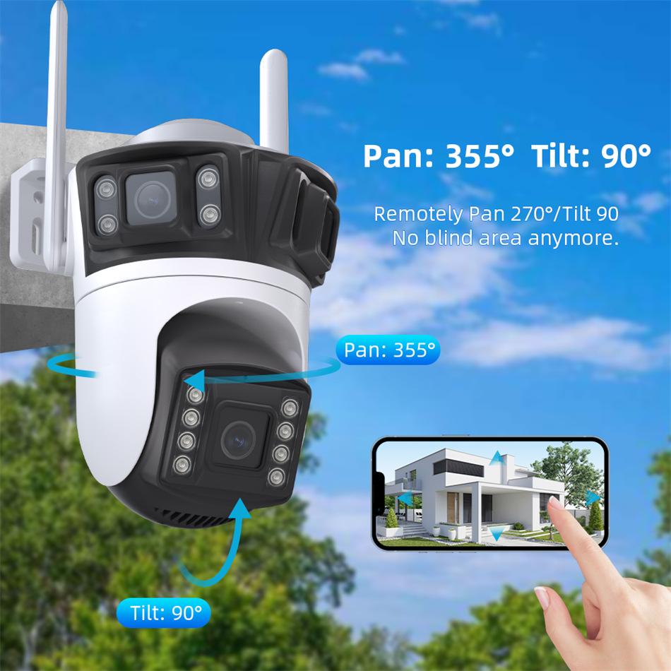 iCSee 360° HD Wireless Tri-Eye Camera: Indoor/Outdoor, Full-Color, Waterproof, and Remote-Controlled.