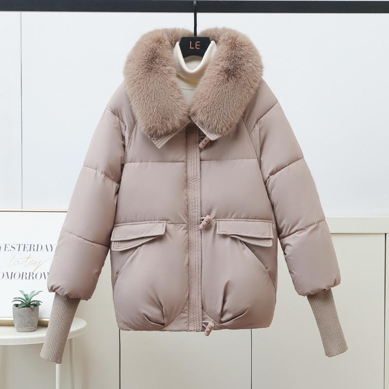 Plus Size Fox Fur Collar Cotton-padded Jacket Women's Short Thick Cotton-padded Jacket In Autumn and Winter