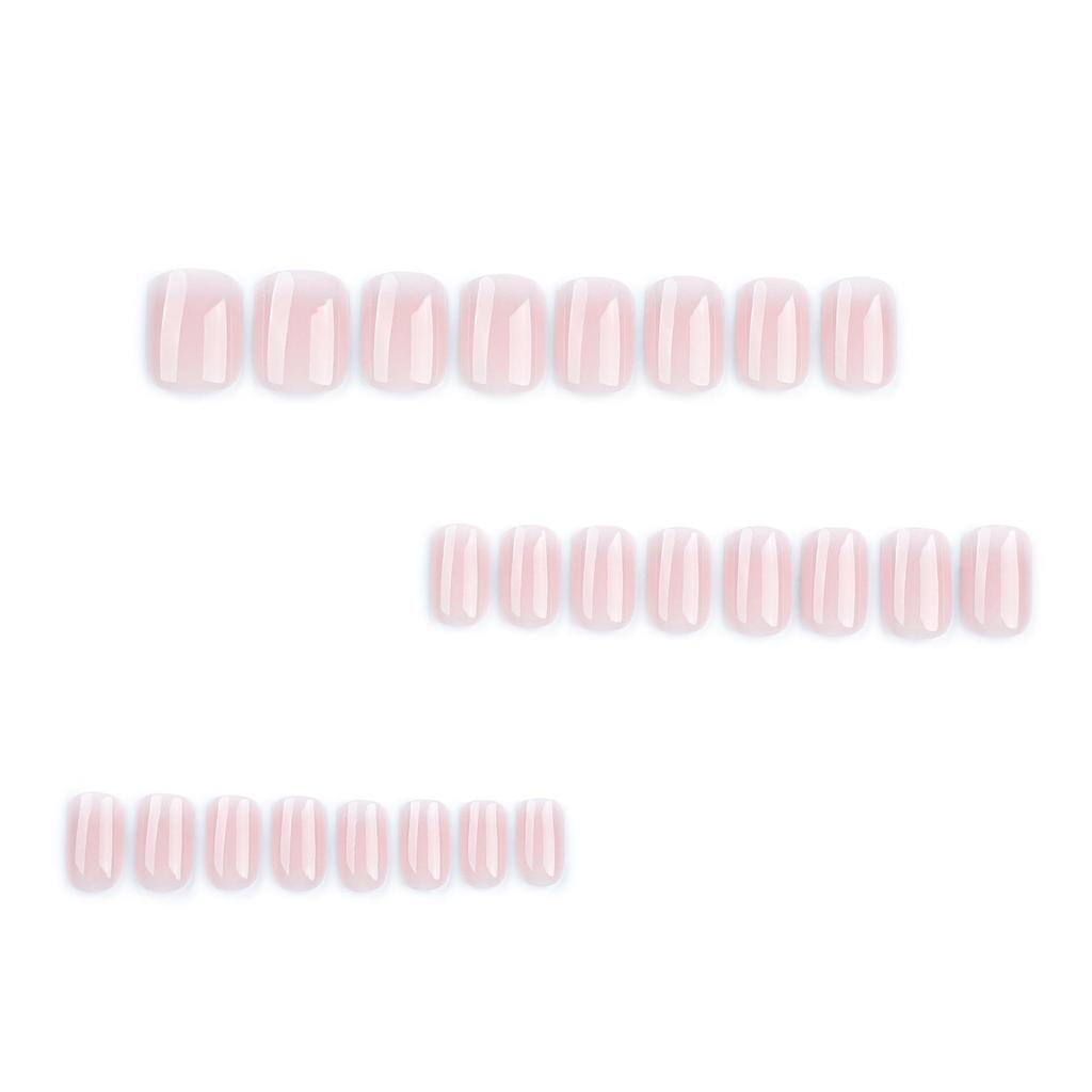 Französische Rosa-Weiße Farbverlauf Kurze Quadratische Press-On Nägel