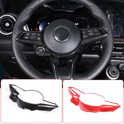 ABS Carbon Fiber For Alfa Romeo Giulia Stelvio Tonale 2020-2026 Car Steering Wheel Decorative Frame Sticker Car Accessories