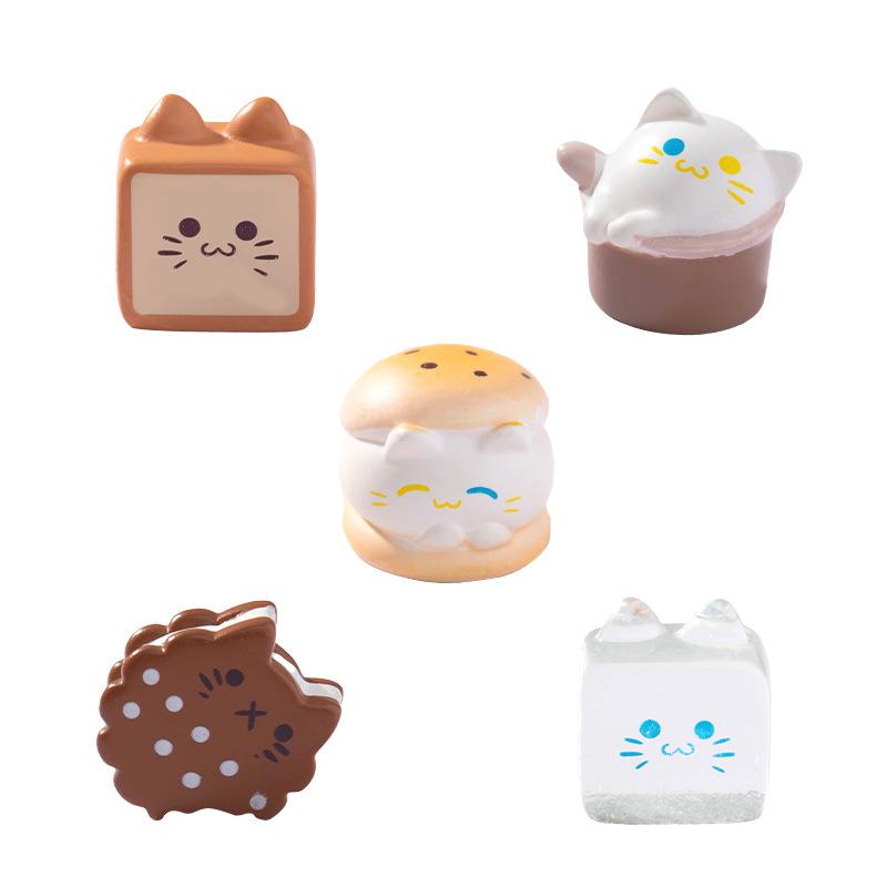 Micro-landscape Cute Dessert Cookie Burger Ice Cream Food Cat Doll House Tabletop Decoration Widget