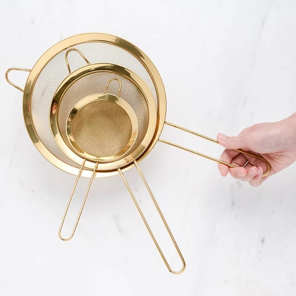 Golden Oil Strainer Stainless Steel Flour Colanders New Flour Sifter Sieve  Baking Tools