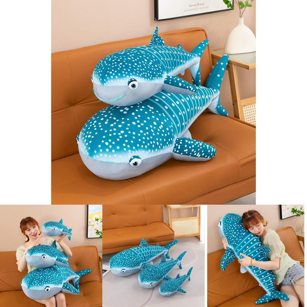 Realistic Plush Shark Stuffed Animal Toy Soft Blue Whale Doll For Ocean Lovers