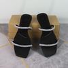 Soleist Luxury Designer Women's Slippers Summer Thin Band Flat Slides New Fashion Woman Sandals Square Toe Shiny Ladies Beach Shoes