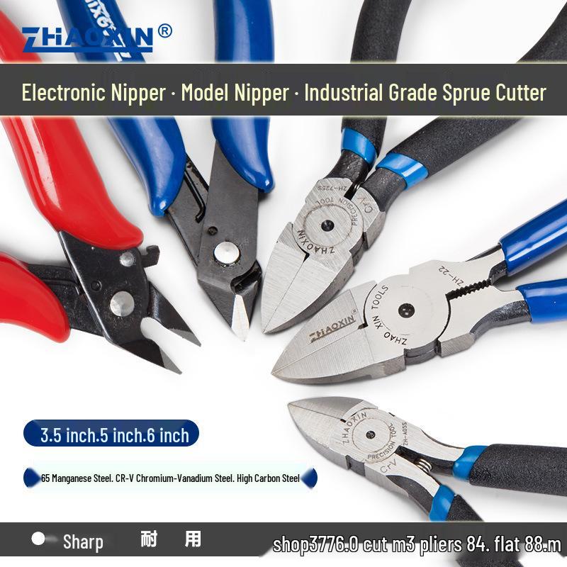 High-Quality Alloy Steel Japanese Mini Angled Cutters for Network Cable - Flat Jaw Shears with Angled Tip