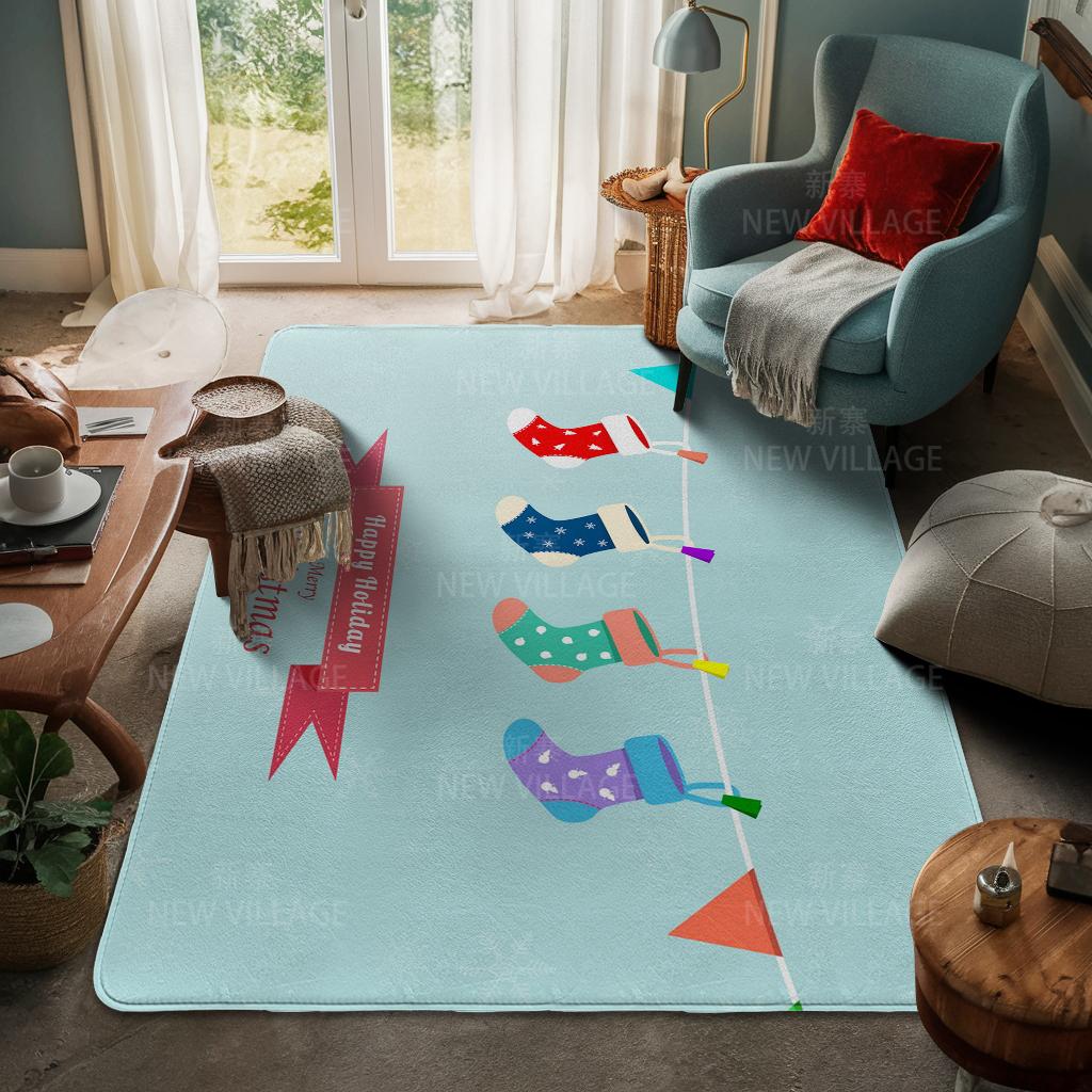 House Entrance Carpet Home Door Mat Living Room Bath Foot Bathroom Non-slip Water Absorption Rugs Bath Merry Christmas Winter