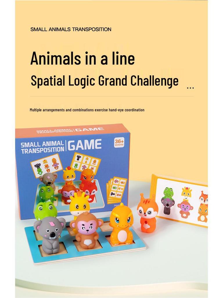 Children's Interactive Animal Park Queueing & Swapping Educational Blocks Tabletop Game