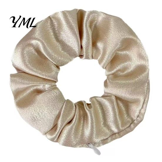 Hidden Pocket Scrunchies for Money Hair Ties with Zipper Women, Elastic Tie Scrunchie Bag Small Items Keys And Coins, Satin Accessories Daily