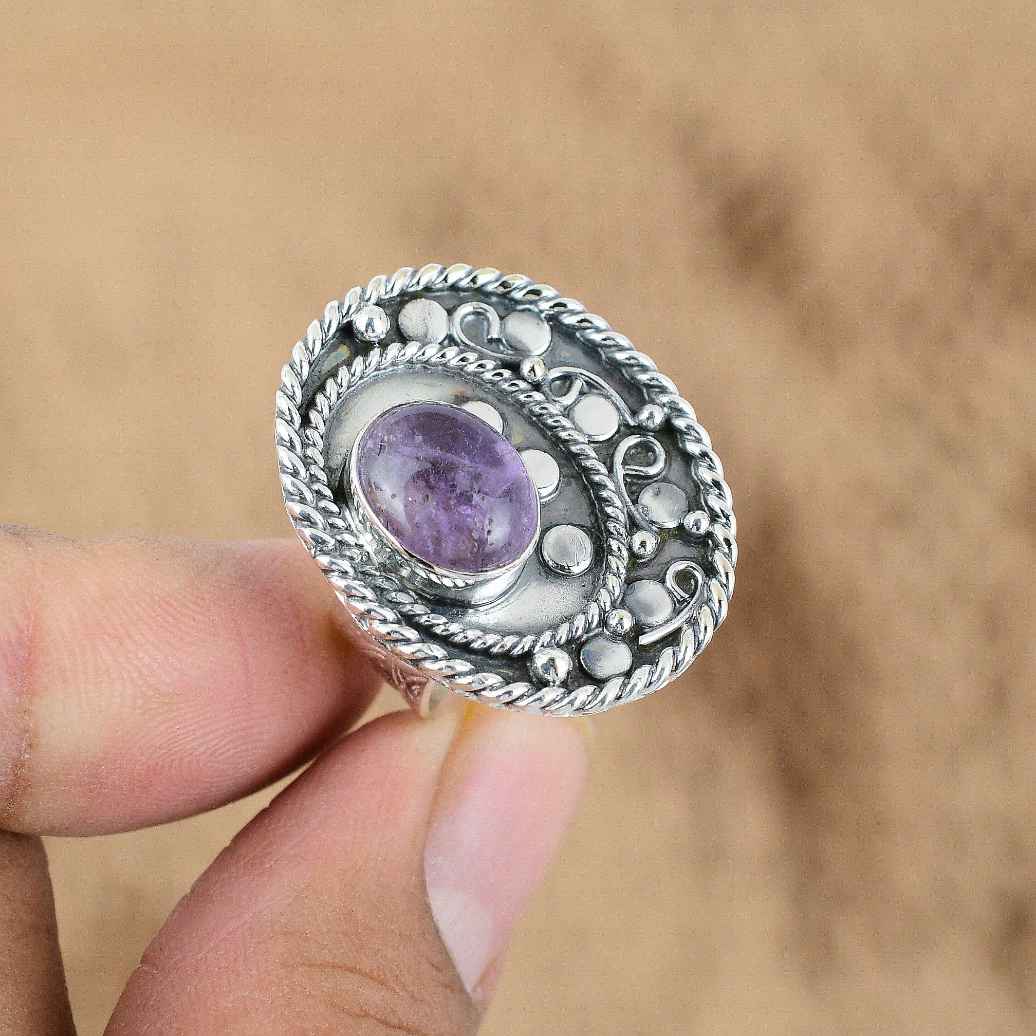 

Gift For Her Natural African Amethyst Multi Stone Adjustable Ring 925 Silver Yes