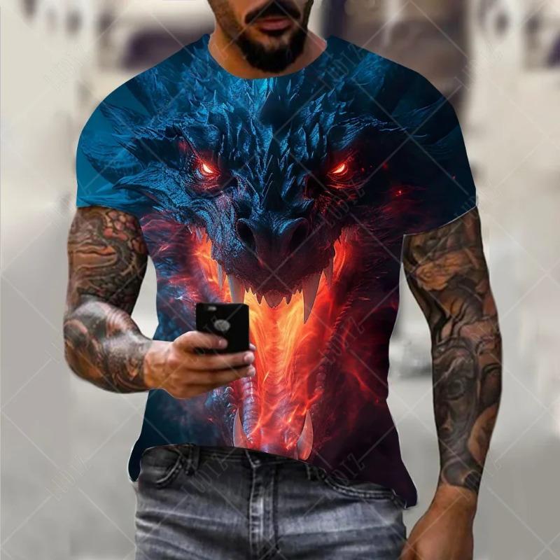Men's Dragon T-shirt Fashion 3d Printed T Shirt Animal Pattern Short-sleeved Oversized Streetwear