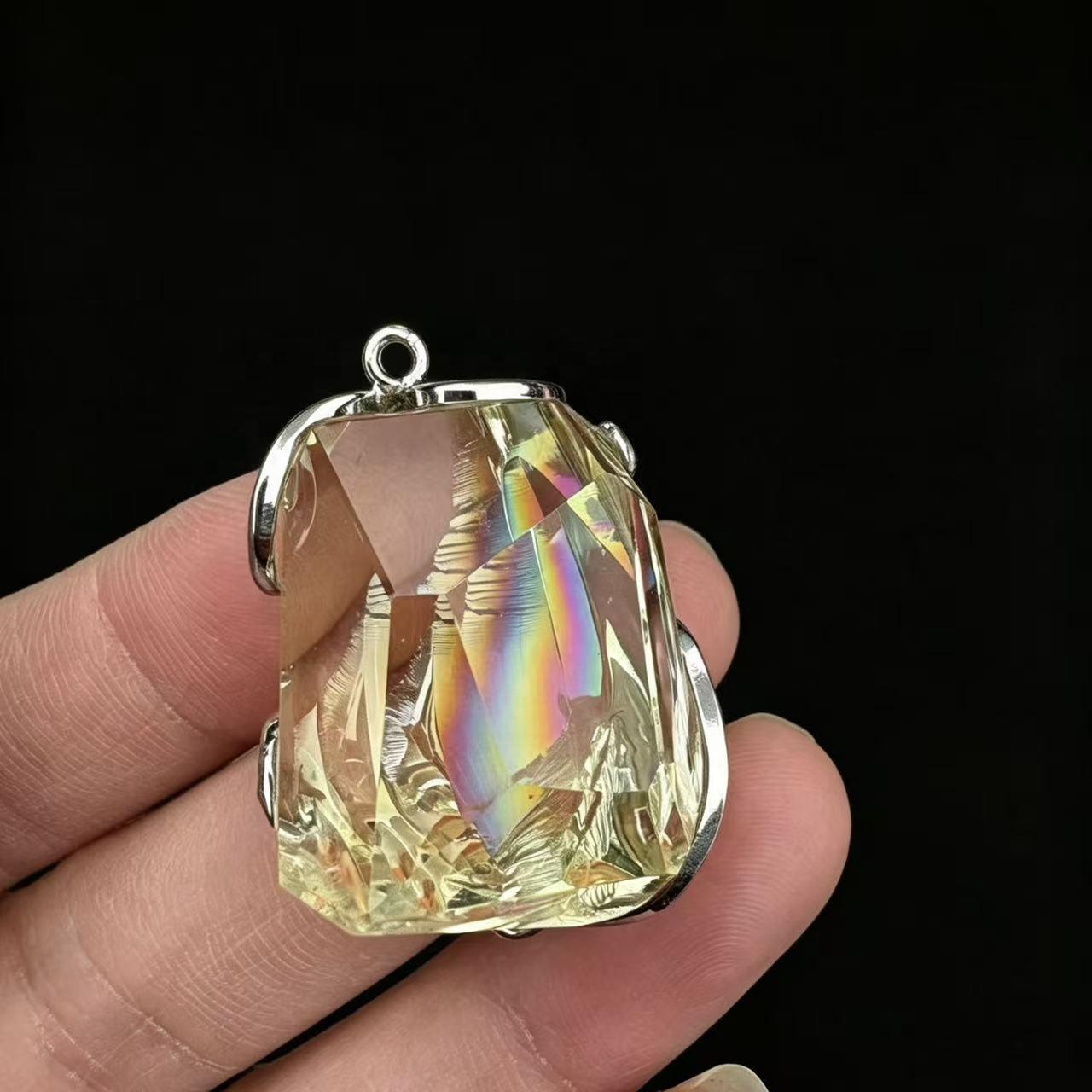 Natural Large Freeform Crystal Pendant Hand