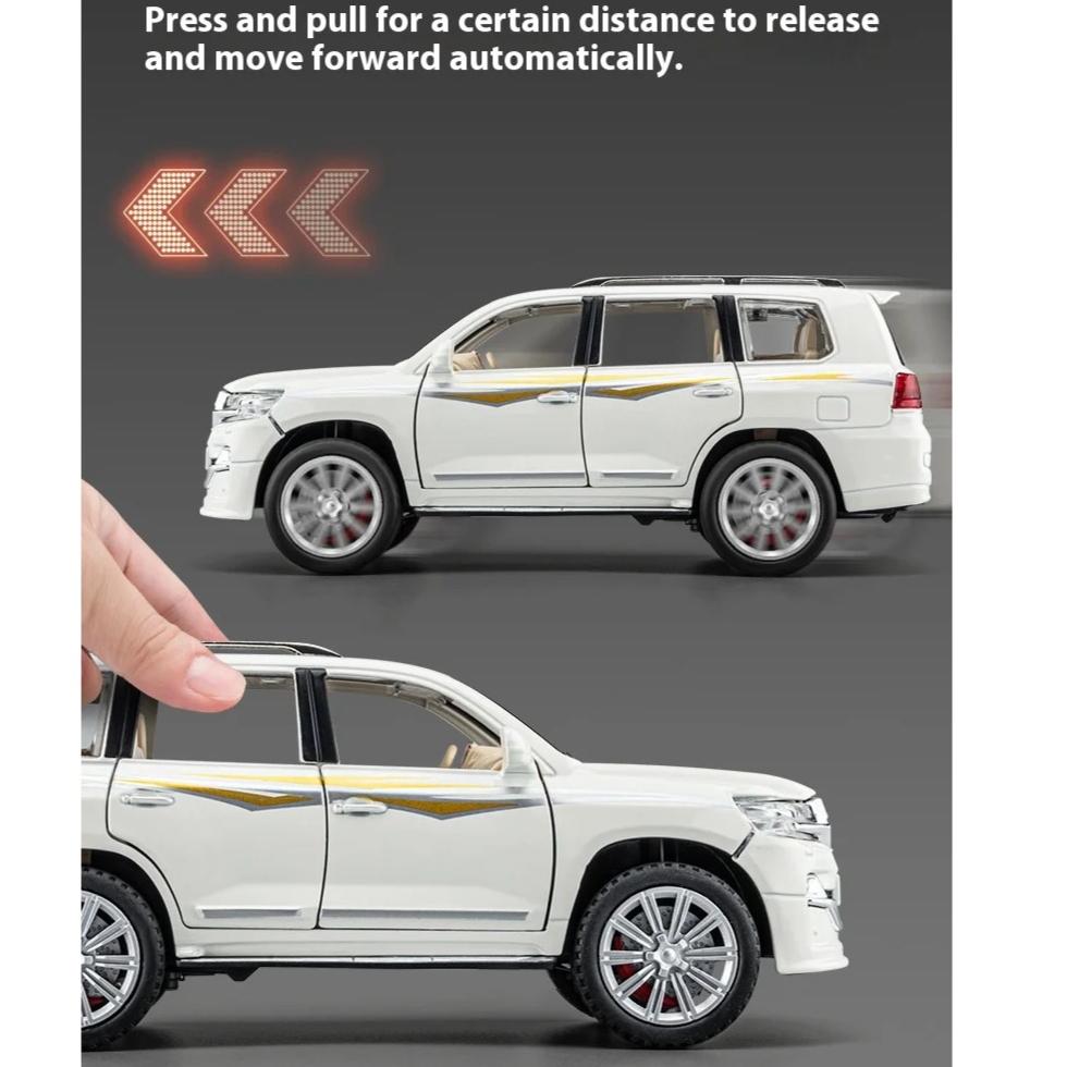 1/24 Scale Toyota LAND CRUISER Off Road SUV Alloy Metal Diecast Car Model Simulated Sound and Light Model Toys for Boys Collection