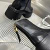 2024 Neue Schuhe Damen Knöchel Damenstiefel Plateau Moderne Stiefel Damen Nähen Runde Zehe Reißverschluss hinten Quadratischer Absatz Schuhe Damen Zapatos