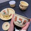 Bowl Combination Wind Cream Koala Series Tableware Ceramic Bowl Household Plate Breakfast One Person Mug