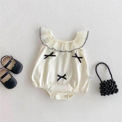 Baby Clothes, Summer Clothes, Small Fragrant Style Romper, Lace Collar, Princess Romper for Baby Girls, 100-Day Birthday One-Piece Romper