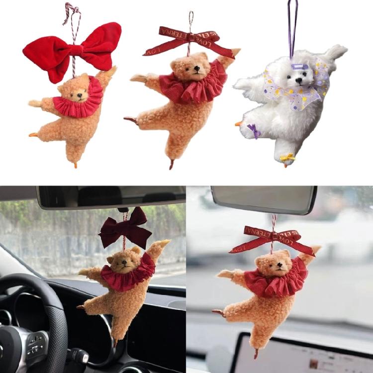 Ballet Bear Keychain Plush Hanging Ornament for Bags Keys Car Interior Pendant Decoration Daily Use Keyring Accessories