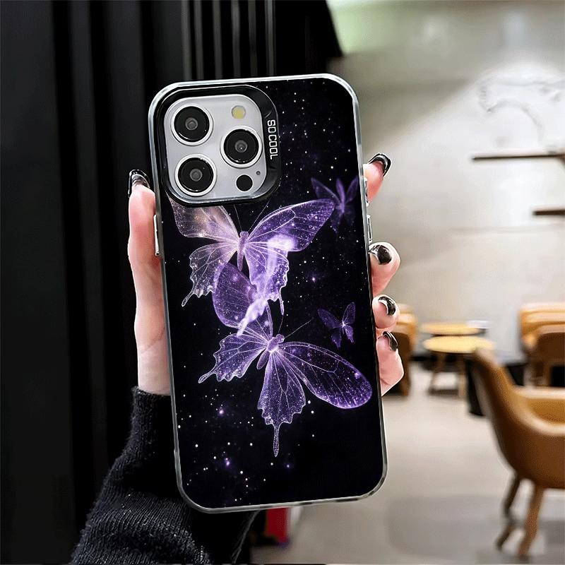 Beautiful Purple Butterfly Shockproof Phone Case for iPhone 17 Air 16 16E 15 Pro Max 14 Plus 13 Mini 12 Back Cover Anti Fall Fun