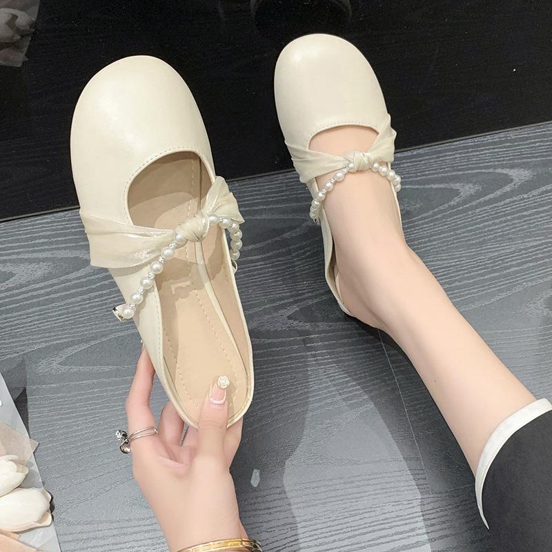 Women's 2025 Spring Closed-Toe Backless Flat Slippers for Outdoor Wear