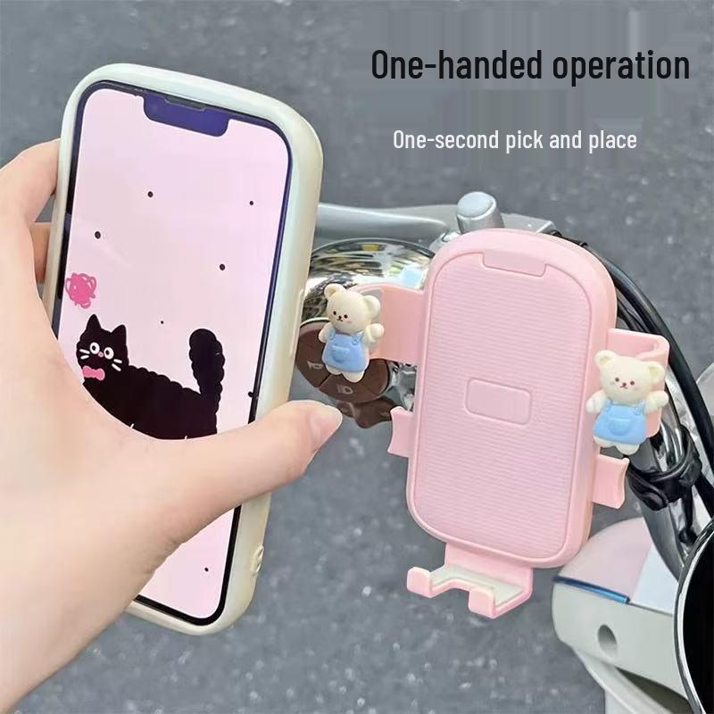 Universal Cute Cartoon Shockproof Phone Mount for Electric Vehicle, Motorcycle, Bicycle, Car