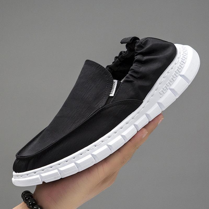 

Men s canvas shoes Korean version trendy fashion casual breathable 2025 spring and autumn driving one pedal lazy shoes men s shoes 39