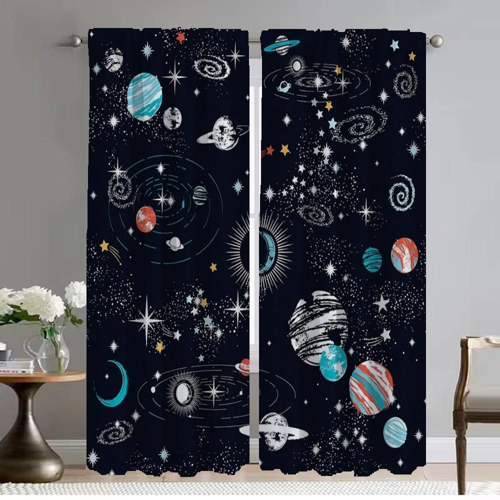 

Космический тюль для спальни Домашний интерьер Шторы для гостиной Оконная занавеска Перегородка Хэллоуинская декорация Шторы Камера W50xH70cmx2pcs-CL