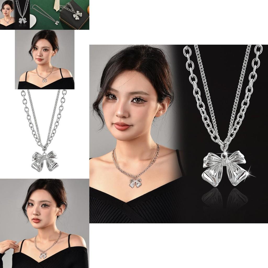 Elegant And Trendy Butterfly Bow Necklace In Mixed Materials For Sophisticated Fashion