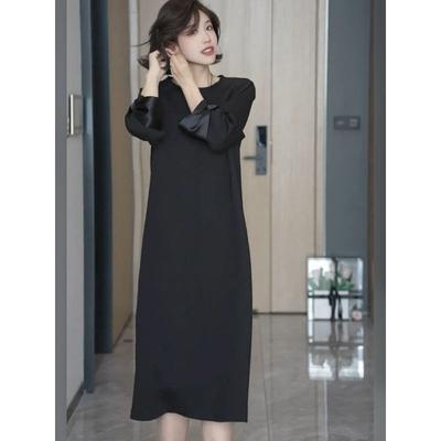 Plus-Size Women's Spring French-Style Design Fashion Dress, Elegant and Stylish, Flattering for Curvy Figures, Hepburn-Style Little Black Dress