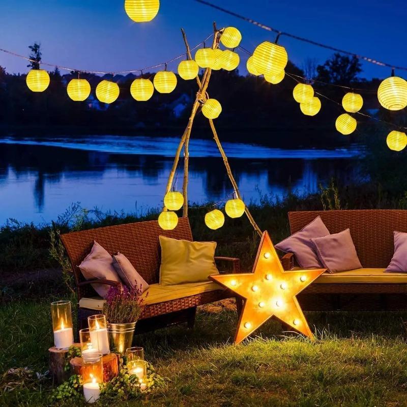 Wasserdichte Laterne Lichterkette 6,5 m 30 LED Solar-Außenlampe Weihnachtsgirlande zum Jäten Hausgarten-Dekor