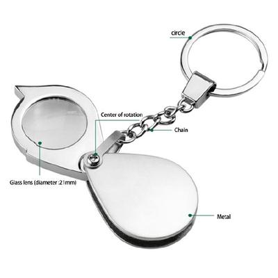 Chaveiros Lupa com Ampliação 20X, Lentes de Construção Metálica para Inspeção de Texto Pequeno e Detalhes Finos