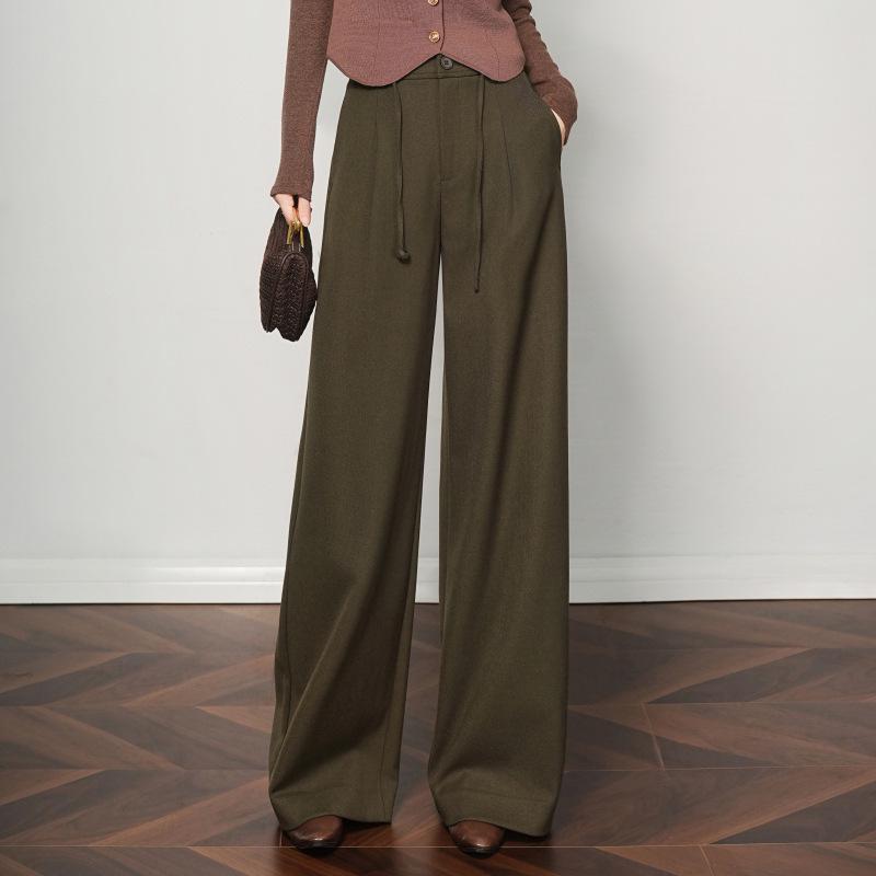 High-Quality Women s Wide-Leg High-Waisted Wool Pants - 2025 Casual Slimming Straight-Leg Design 28