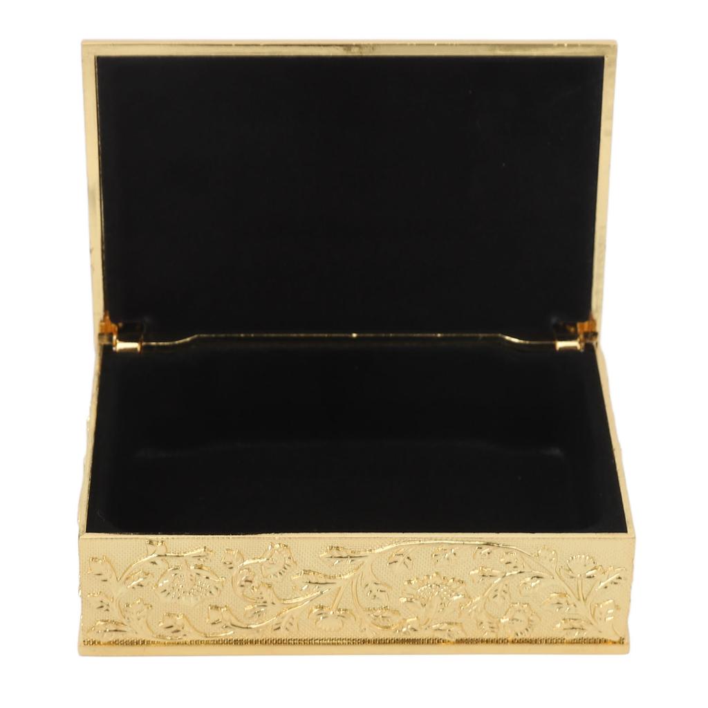 Vintage Jewelry Box Carved Elegant Colorfast Zinc Alloy Soft   Lining Trinket Storage Box for Dressing Table Shelf