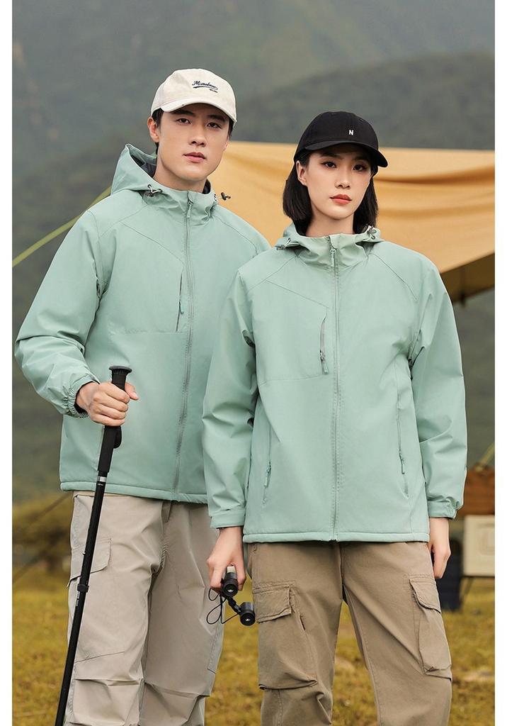 New Mountain Waterproof Autumn/Winter Windproof Jacket – Custom Print, Integrated Velvet Lining, Warm Workwear.