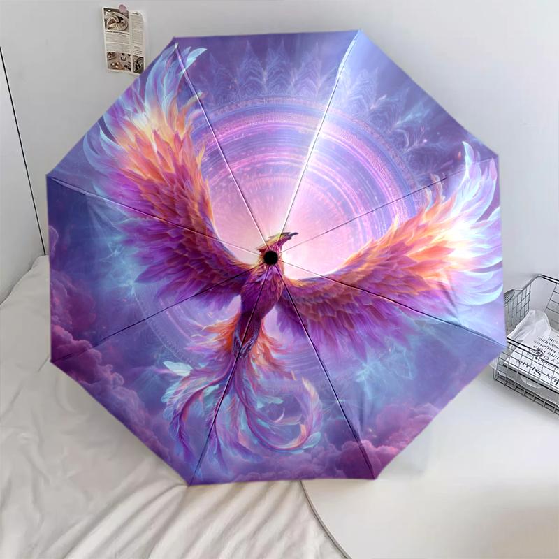 1 PC Automatic Folding Umbrella - Beautiful phoenix Pattern, Portable & Foldable Design with 8 Ribs, Christmas Birthday Gifts