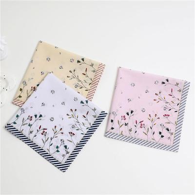 1PC Women Hankies Printing Flower Hanky Florals Cotton Handkerchief Reusable Sweat Bandana