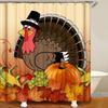 Thanksgiving Shower Curtain,Cartoon Turkey And Autumn Leaves Shower Curtain For Bathroom Decor Polyester Waterproof Bath Curtain