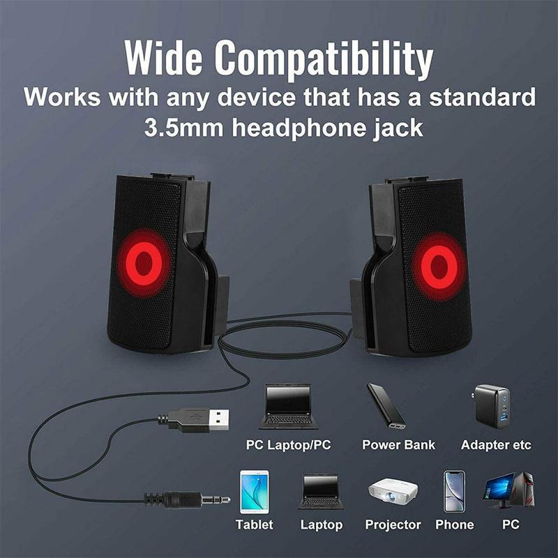 1 Pair Mini Portable Clipon USB Stereo Speakers Line Controller Soundbar for Laptop Mp3 Phone Music Player PC with Clip