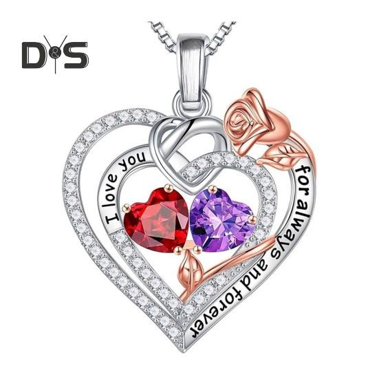 

Ожерелье с сердцем «Я люблю тебя навсегда» для женщин, ожерелье с золотыми розами и кубическим цирконием, подарок на день святого Валентина, день рождения, для жены и мамы