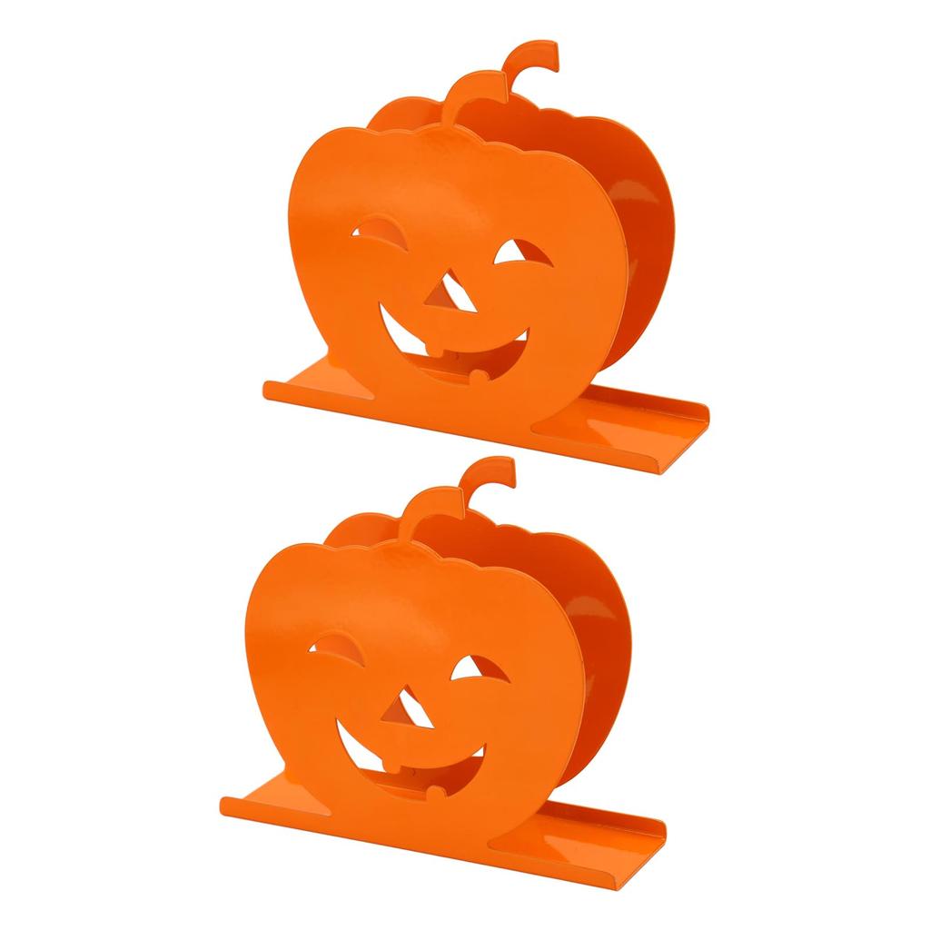 2pcs Cute Pumpkin Napkin Holder  Iron Paper Napkin Holder Hollow Decorative Tissue Dispenser 