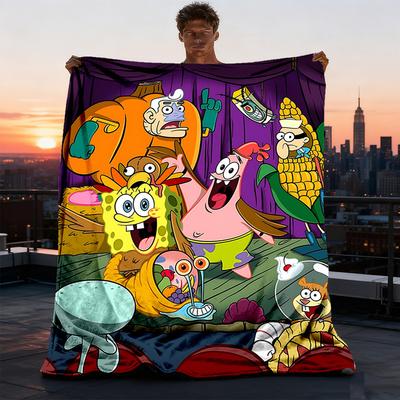 1 Stück SpongeBob Outdoor-Decke Leichte Flanell-Kuscheldecke für Reisen, Camping, Wohnzimmer, Sofa, Stuhl Weich