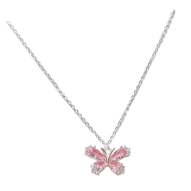 

Cute Butterfly Necklace For Women Aesthetic Necklaces Charms Collar Choker Party Jewelry Gift розовый