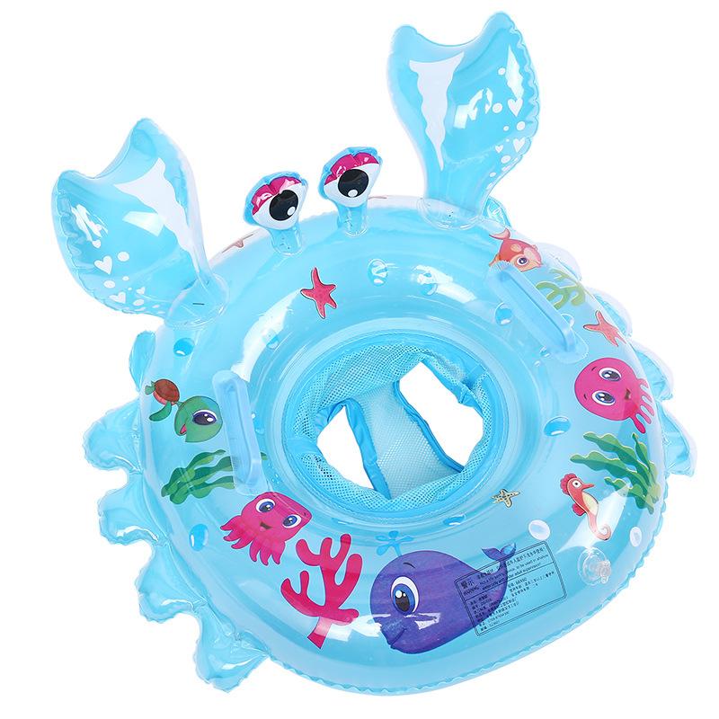 

04yearold Baby Inflatable Blue Pink Cartoon Crab Swimming Circle Toy Water синий
