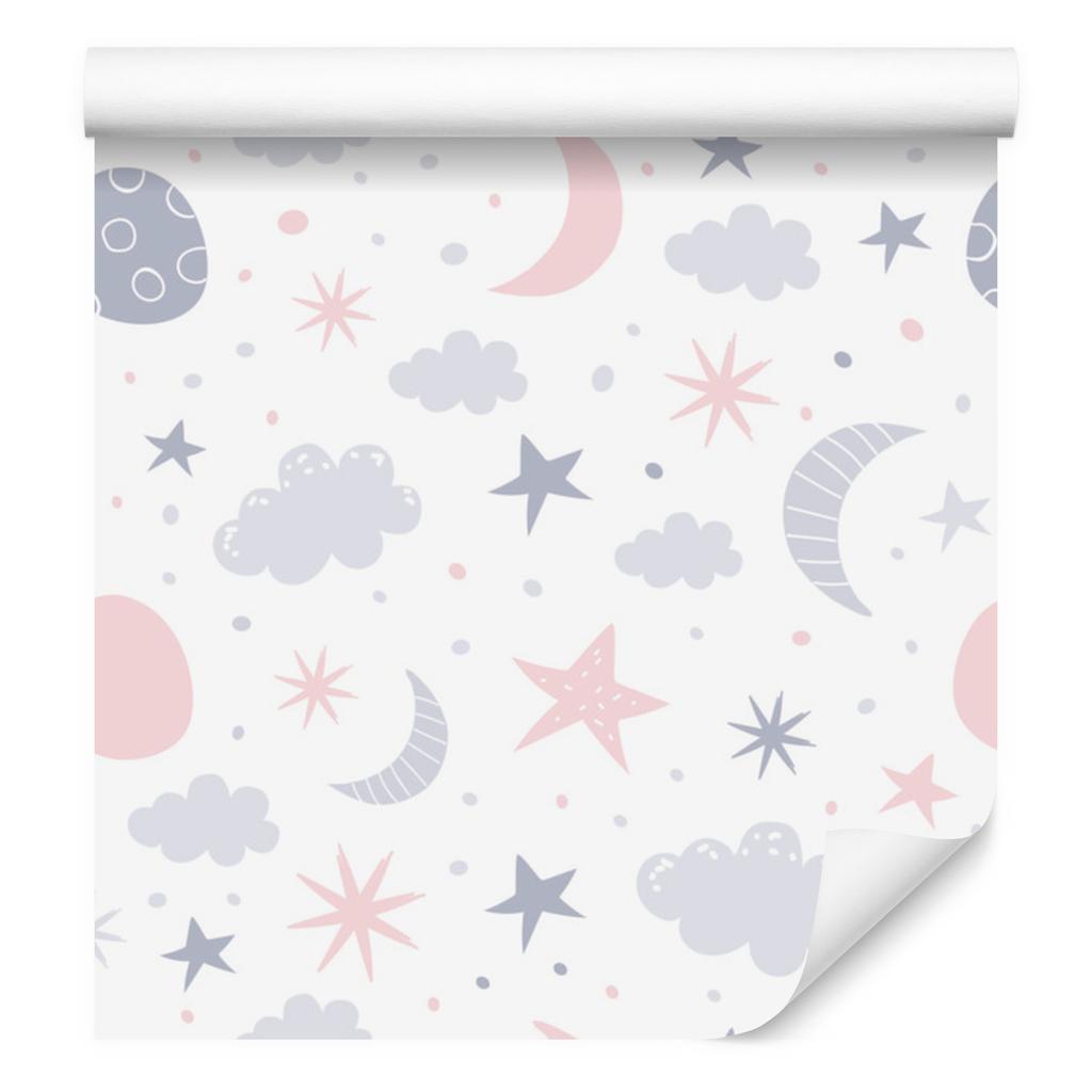 Stars, Clouds and Moons Scandinavian Style Wallpaper 50x1000