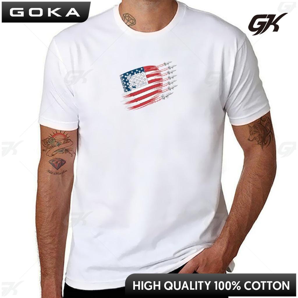 American Flag Fighter Jet Formation Patriotic USA Military Design Unisex TShirt Designer Korean Fashion Anime Shirts Men