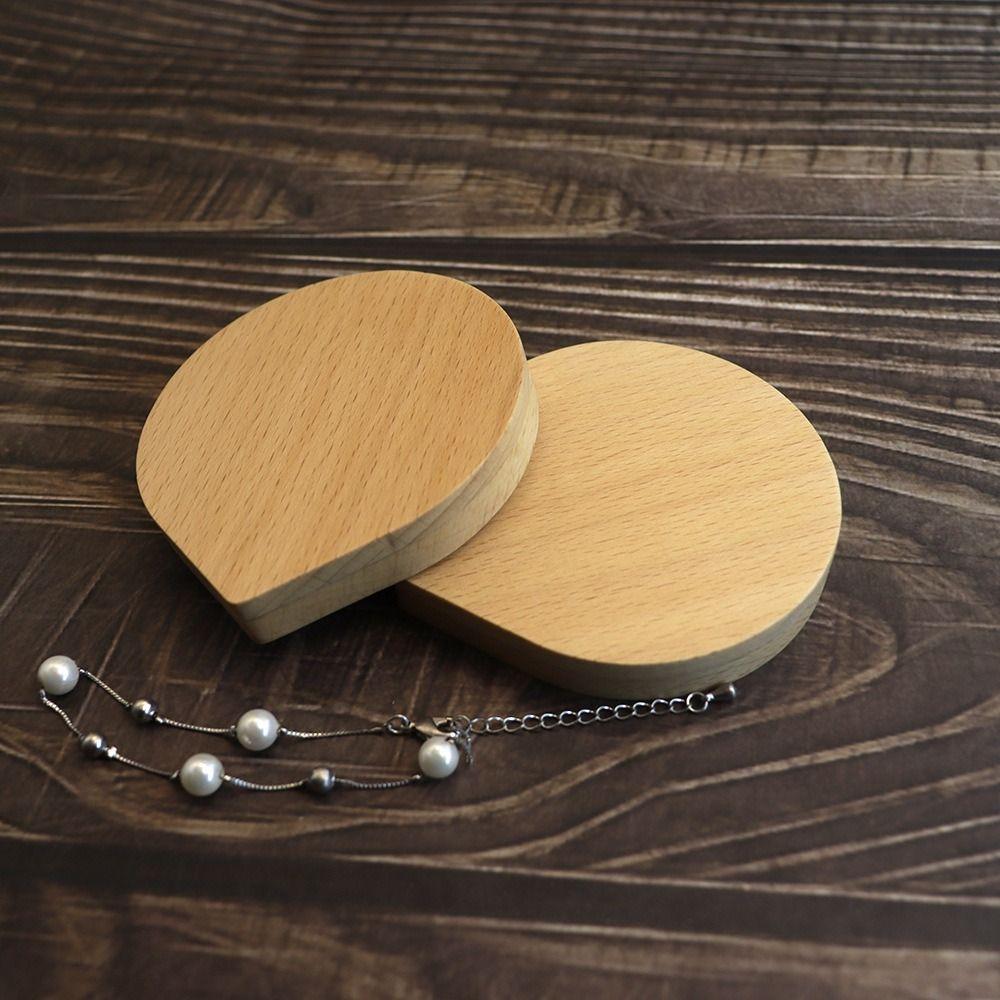 Foldable Black Walnut Wood Makeup Mirror Rotatable Compact Pocket Mirror  Women Girls