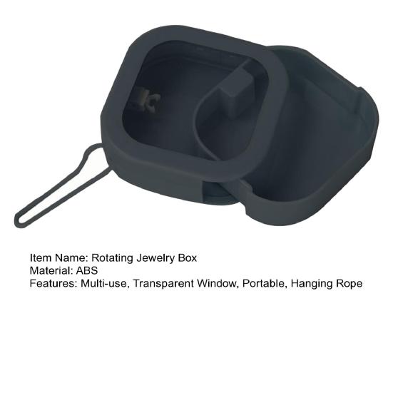 Caixa de joias giratória transparente com janela portátil para pendurar corda organizador de laços de cabelo suporte de cotonete de viagem dispensador de cotonetes caixa de acessórios para cabelo infantil