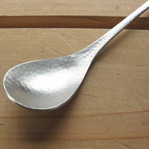 Nagao Japanese-Western Style Shaved Ice Spoon, 19.7cm, 18-8 Stainless Steel, Hammered Finish, Made In Japan